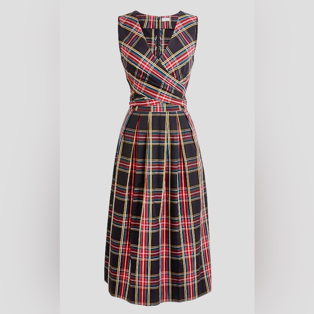 J.CREW-Tartan V-neck wrap dress